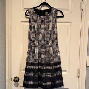 Vince Camuto Black and White Checkered Midi Dress